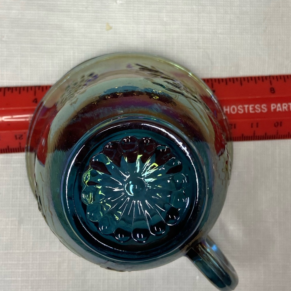 6 - Vintage Iridescent Blue Indiana Carnival Glass Grape Harvest Punch Cups - Picture 6 of 7